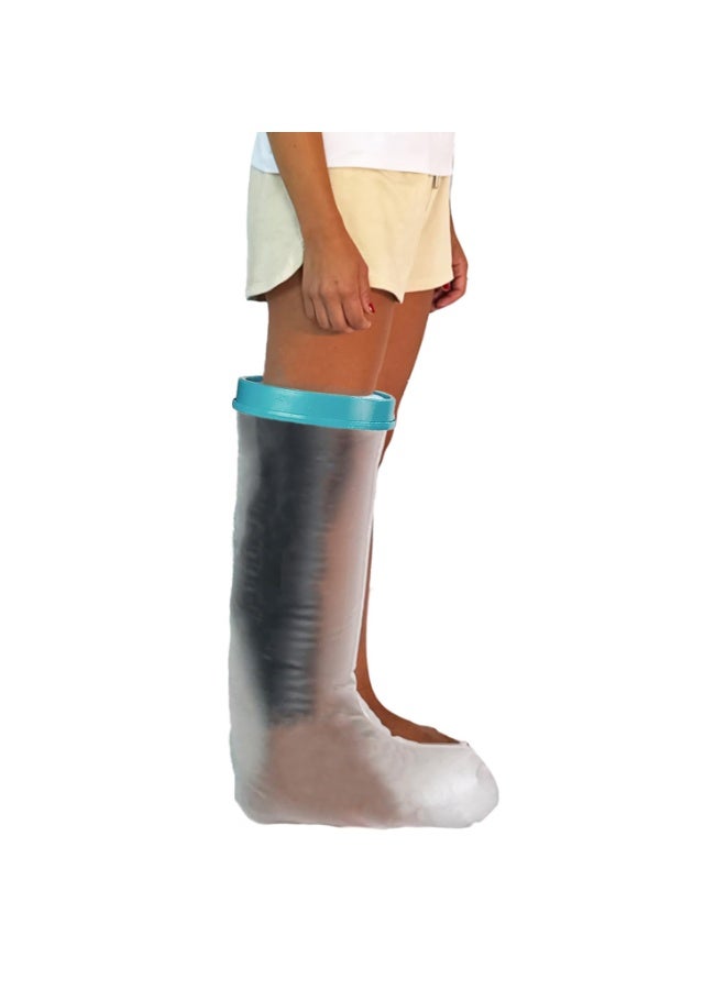 غطاء الساق الصب للبالغين ، واقي الجرح الصب للماء لحمام الاستحمام ، كيس الأكمام الواقي القابل لإعادة الاستخدام للرباط لحماية الساق الجراحية المكسورة ، القدم ، جرح الكاحل والحروق - Image 1